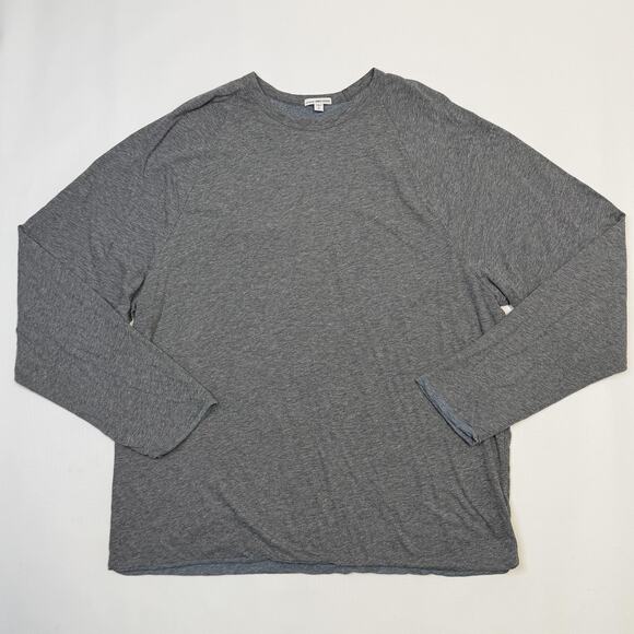 James Perse Shirt Mens XXL Heather Gray Long Sleeve Soft Crewneck Made in Japan - Picture 1 of 8